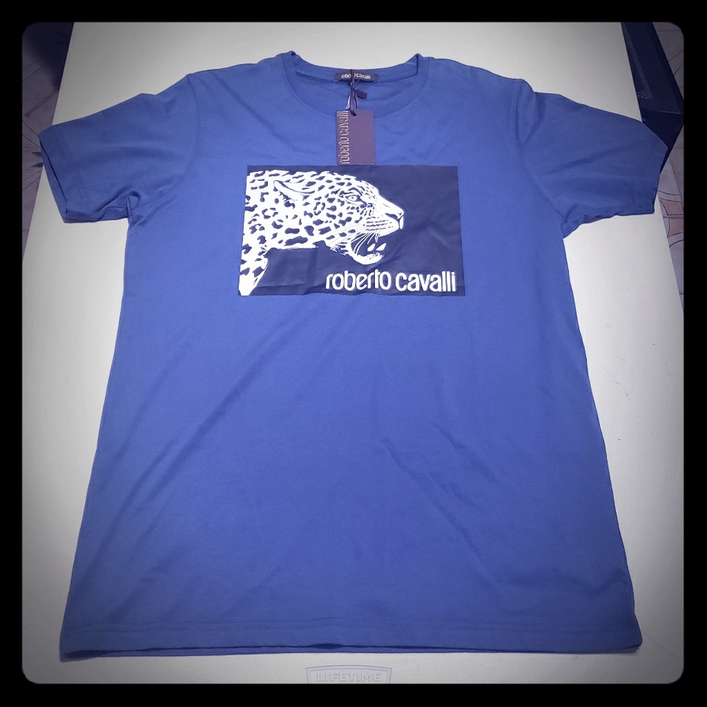 Roberto Cavalli Leopard Graphic Tee Shirt Cheetah
